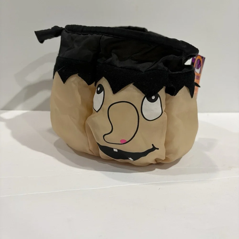 Vintage Goffa Plush Stuffed Nylon Halloween Trick Or Treat Bag Basket Witch Hag